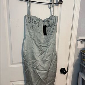 Fashion Nova Strapless Light Gray Dress